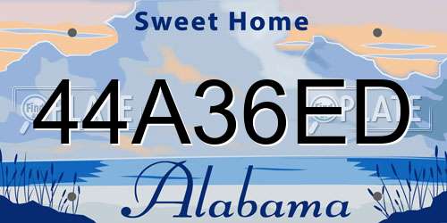 44A36ED Alabama License Plate