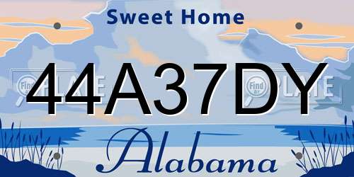 44A37DY Alabama License Plate