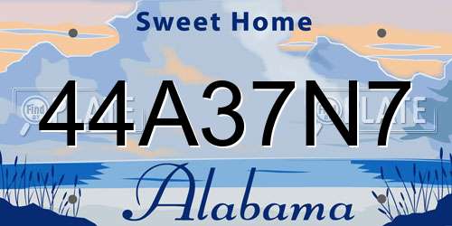 44A37N7 Alabama License Plate