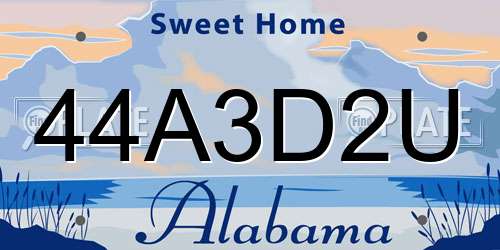44A3D2U Alabama License Plate