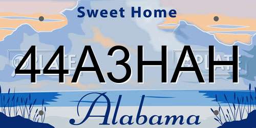44A3HAH Alabama License Plate