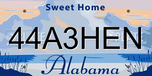 44A3HEN Alabama License Plate