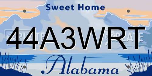44A3WRT Alabama License Plate