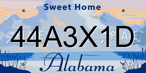 44A3X1D Alabama License Plate
