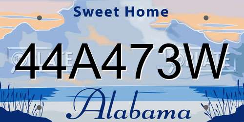 44A473W Alabama License Plate