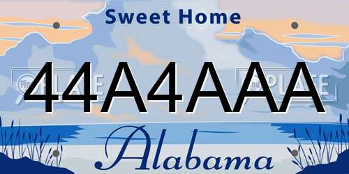 44A4AAA Alabama License Plate