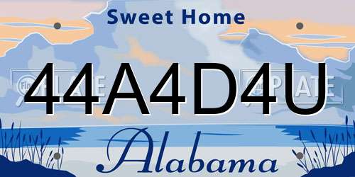 44A4D4U Alabama License Plate