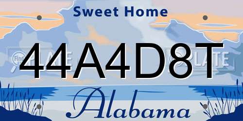 44A4D8T Alabama License Plate