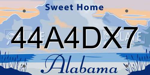 44A4DX7 Alabama License Plate