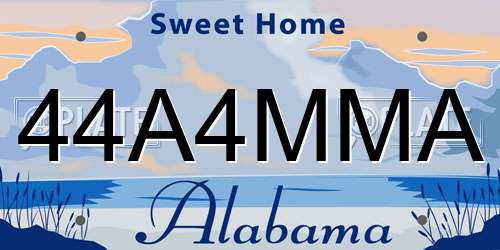 44A4MMA Alabama License Plate