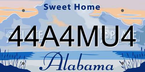 44A4MU4 Alabama License Plate