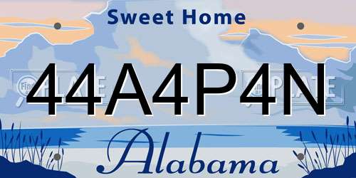 44A4P4N Alabama License Plate