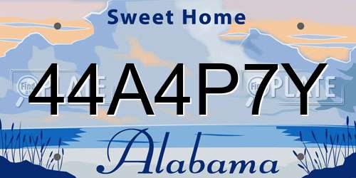 44A4P7Y Alabama License Plate
