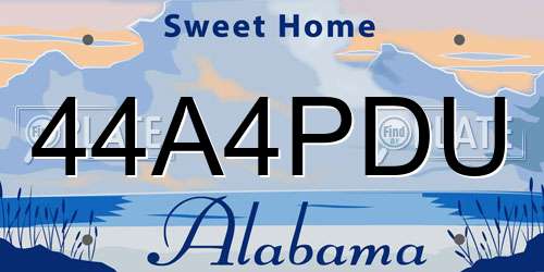 44A4PDU Alabama License Plate