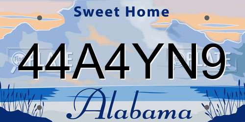 44A4YN9 Alabama License Plate