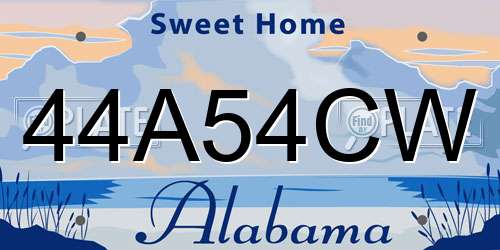 44A54CW Alabama License Plate