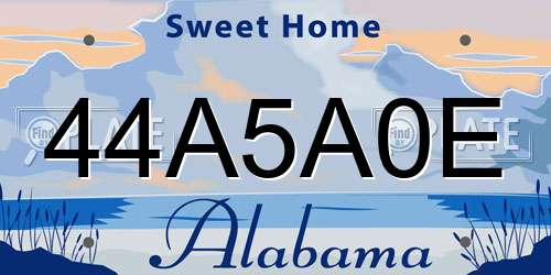 44A5A0E Alabama License Plate