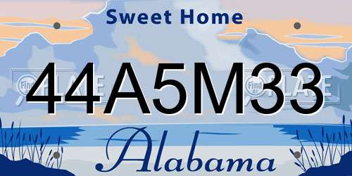 44A5M33 Alabama License Plate