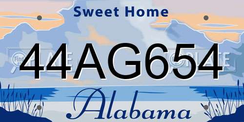 44AG654 Alabama License Plate