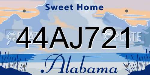44AJ721 Alabama License Plate