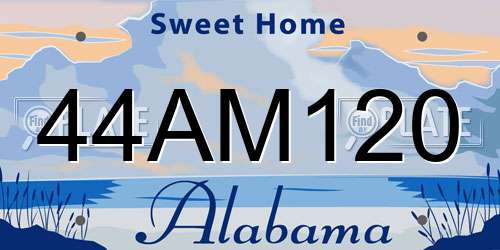 44AM120 Alabama License Plate