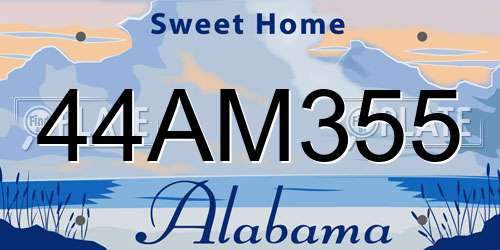 44AM355 Alabama License Plate