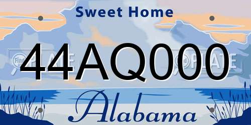 44AQ000 Alabama License Plate