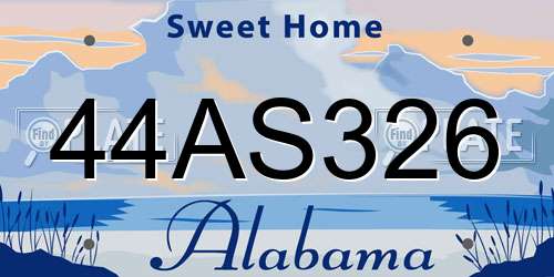 44AS326 Alabama License Plate