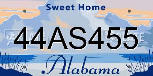 44AS455 Alabama License Plate