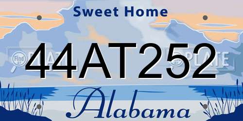 44AT252 Alabama License Plate