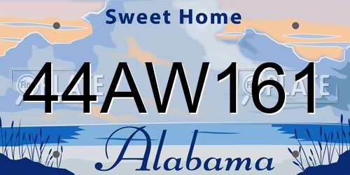44AW161 Alabama License Plate