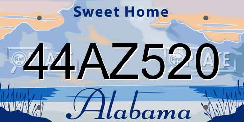 44AZ520 Alabama License Plate