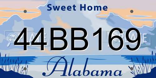 44BB169 Alabama License Plate