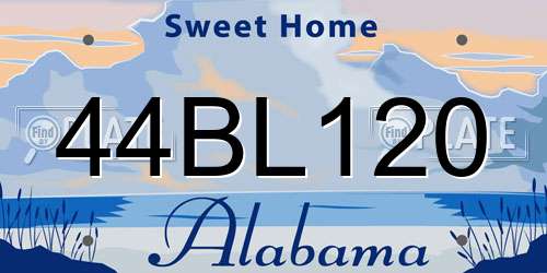 44BL120 Alabama License Plate