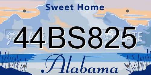 44BS825 Alabama License Plate