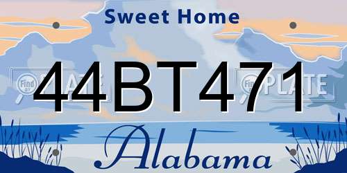 44BT471 Alabama License Plate