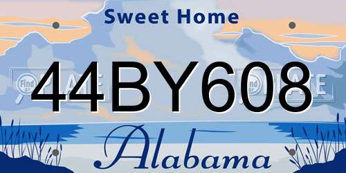 44BY608 Alabama License Plate