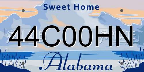 44C00HN Alabama License Plate