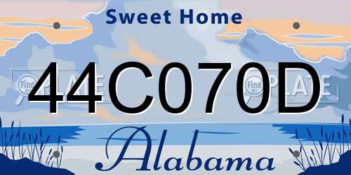 44C070D Alabama License Plate