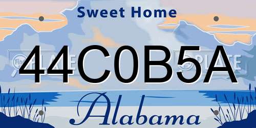 44C0B5A Alabama License Plate