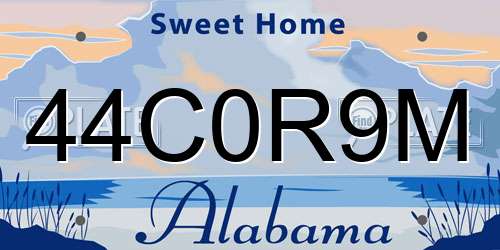 44C0R9M Alabama License Plate