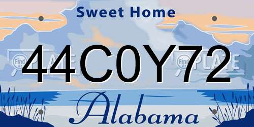 44C0Y72 Alabama License Plate