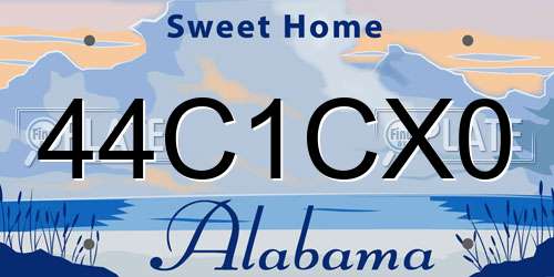44C1CX0 Alabama License Plate
