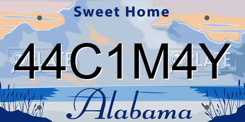 44C1M4Y Alabama License Plate