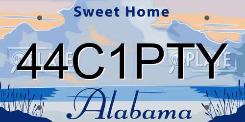 44C1PTY Alabama License Plate