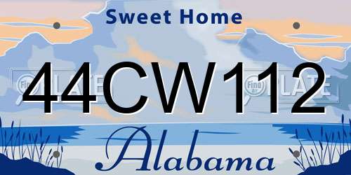 44CW112 Alabama License Plate