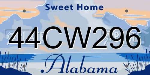 44CW296 Alabama License Plate