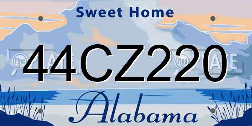 44CZ220 Alabama License Plate