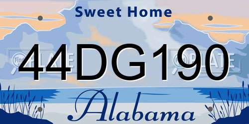 44DG190 Alabama License Plate