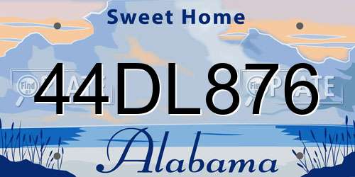 44DL876 Alabama License Plate